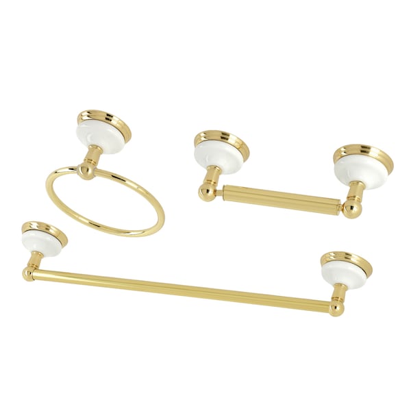 Victorian 3-Piece Bathroom Hardware, Polished Brass